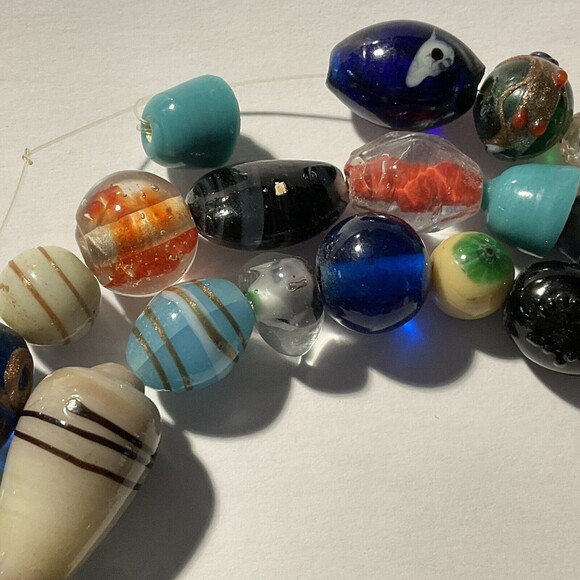 Mixed Loose Beads 50 pc Jewelry Making Artisan Murano Lampwork Glass Stone - Picture 8 of 9